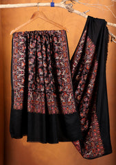 Pashmina Embroidered Jaaldar Shawl D#03 - Black