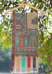 Pashmina Kashmiri Work Shawl D - 26 - Brown