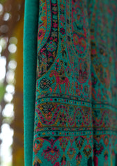 Pashmina Kaani Jamawar Shawl D - 74 - D Green