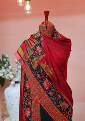 Pashmina Kashmiri Work Shawl D - 0018 - Red