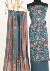 Winter - Rubaaiyat - D Prints - Marina 26 - Wool Shawl - RPM#14 - D Green