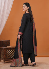 Winter - Fancy Silk Zari Jamawar - 3 Pcs Suit - D#11 - Black