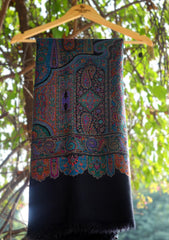 Pashmina Kaani Jamawar Shawl D - 62 - Black