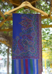 Pashmina Kaani Jamawar Shawl D - 71 B - R Blue