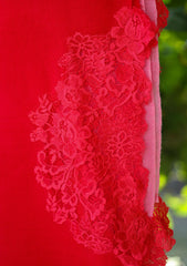 Pashmina Net Patch Work Scarf D - 03 - Red Pink