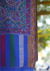 Pashmina Kaani Jamawar Shawl D - 71 B - R Blue