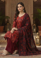 Winter - Riwaj - Printed Velvet Suit - Palachi Dupatta - D#02 - Orange