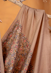 Pashmina Embroidered Jaaldar Shawl D#01 - Brown