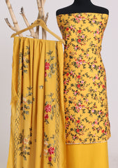 Winter - Riwaj - Printed Cotray Suit - Wool Shawl - D#03 - Yellow