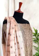 Formals - Fancy Closet - 2 pcs Suit - Chiffon Jamawar D#55 L Peach