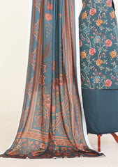 Winter - Rubaaiyat - D Prints - Marina 26 - Wool Shawl - RPM#14 - D Green