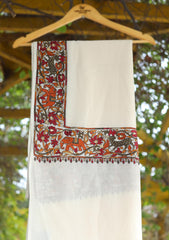 Pashmina Embroidery Work Shawl D - 117 - Off white
