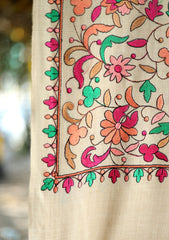 Pashmina Wool Embroidered Shawl D - 01 - Skin