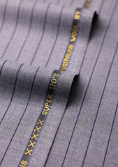 Cavani Four Season Australian Wool Super 120s Stripe - Battleship Grey