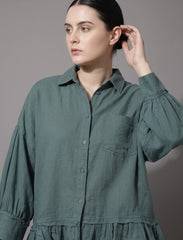 Pret - Moven - Indigo Cotton Linen Women's Shirt - Green