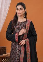 Winter - Fancy Silk Zari Jamawar - 3 Pcs Suit - D#11 - Black