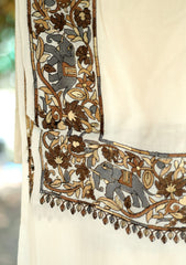 Pashmina Embroidered Shawl D - 117 - Off White