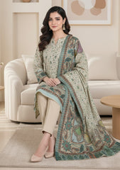 Winter - Riwaj - Printed Pashmina - 3 Pcs Suit - D#06 - F Skin