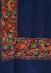 Pashmina Embroidery Work Shawl D - 117 - N Blue