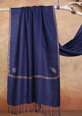 Pashmina Kashmiri Border Scarf D#26 - N Blue