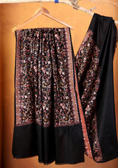 Pashmina Embroidered Jaaldar Shawl D#01 - Black