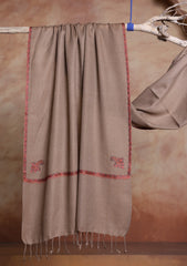 Pashmina Kashmiri Border Scarf D#25 - Brown