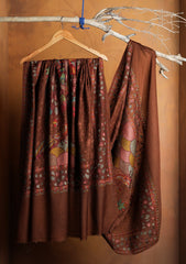 Pashmina Embroidered Jaaldar Shawl D#24 - D Brown