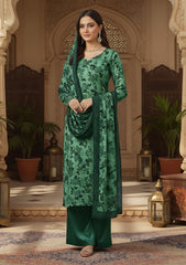 Winter - Riwaj - Printed Velvet Suit - Palachi Dupatta - D#04 - Green