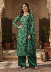 Winter - Riwaj - Printed Velvet Suit - Palachi Dupatta - D#04 - Green