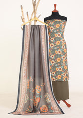 Winter - Rubaaiyat - D Prints - Marina 26 - Wool Shawl - RPM#11 - Green