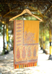 Pashmina Kaani Zari Shawl D - 18 - Mustard