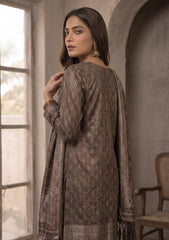 Winter - Fancy Silk Zari Jamawar - 3 Pcs Suit - D#14 - Brown