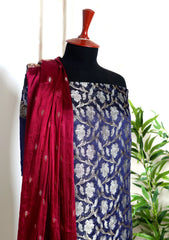 Formals - Fancy Closet - 2 pcs Suit - Chiffon Jamawar D#76 Magenta
