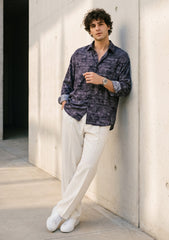 Elite Men Yarn Count Digital Selvage Satin Cotton Fabric - P Multi