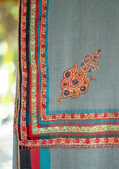 Pashmina Kashmiri Work Shawl D - 01 - M Grey