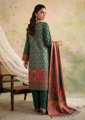 Winter - Fancy Silk Zari Jamawar - 3 Pcs Suit - D#18 - Green