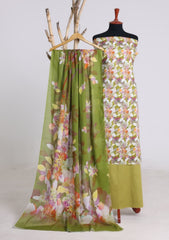 Lawn - Rubaaiyat - Digital Printed 26 - 2 By 2 - D#28 - M Green