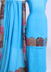 Winter - Riwaj - Pashmina Jamawar Suit - Patch Work - D#12 - Ferozi