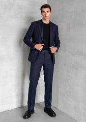 Scabal Pure Worsted Cashemre Slvg Super Fine Quality Wool Fabric - Navy