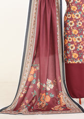 Winter - Rubaaiyat - D Prints - Marina 26 - Wool Shawl - RPM#11 - Maroon