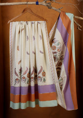 Pashmina Ari Work Shawl D#05 - Off White 2