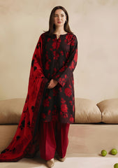 Winter - Riwaj - Printed Velvet Suit - Palachi Dupatta - D#07 - Red
