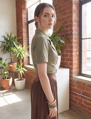 Pret - Moven - Cotton Collar tie Top - Green