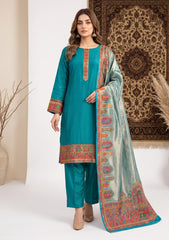 Winter - Fancy Silk Zari Jamawar - 3 Pcs Suit - D#05 - Zink
