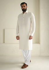 Elite Men Plain Fine 6 Pound Unstitched Boski Suit - Off White