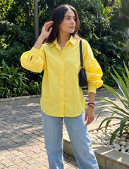 Pret - Moven - Indigo Cotton Linen Women's Shirt - Yellow