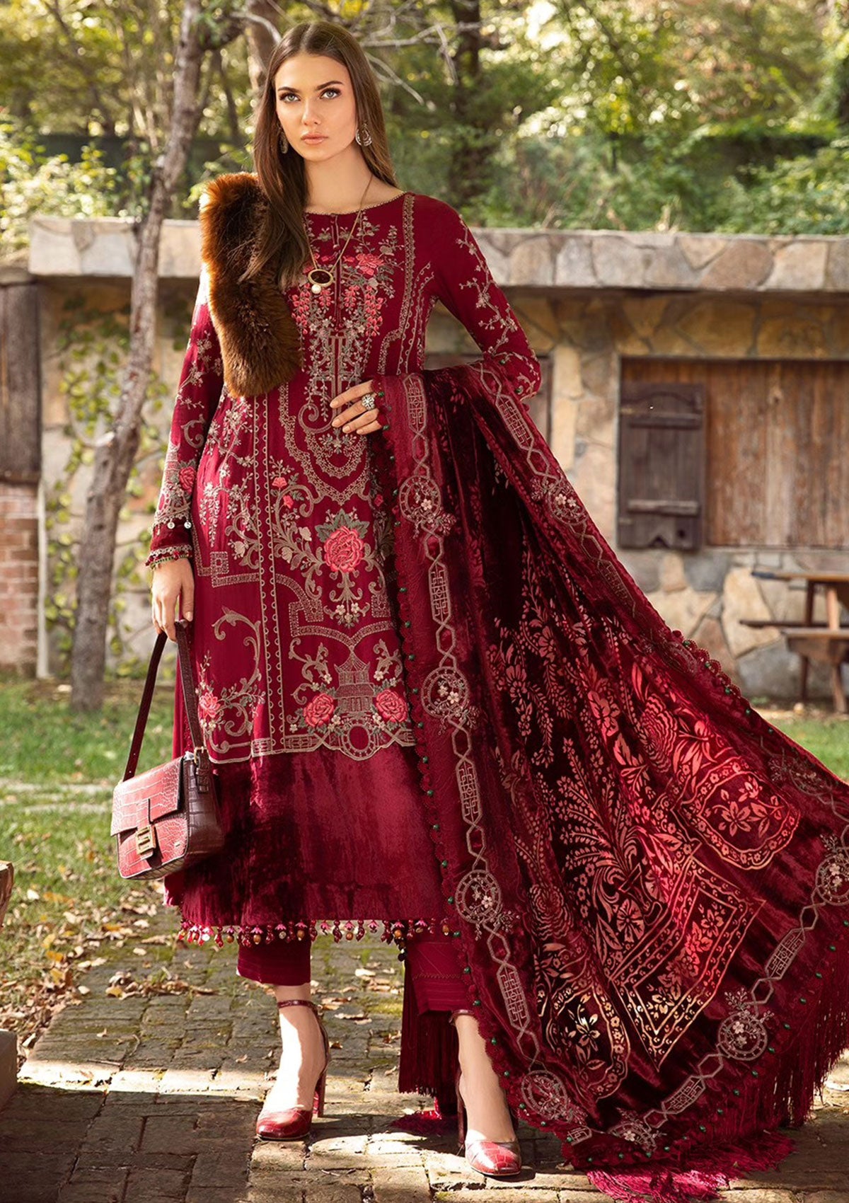 Winter Collection Maria B Unstitched Linen MBL23 12 Saleem Fabrics Traditions