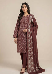 Winter - Riwaj - Printed Cotray Suit - Wool Shawl - D#12 - CH Brown
