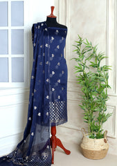 Formals - Fancy Closet - 2 pcs Suit - Satin Silk Jamawar D#04 N Blue