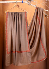 Pashmina Embroidered Border Shawl D#02 - Brown 1